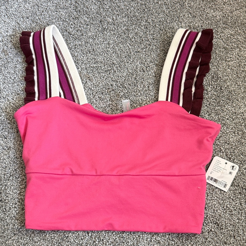 FP Movement Pink Crop Top with Striped Straps